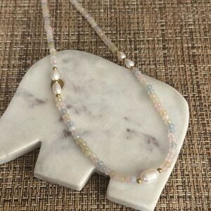 Morganite and freshwater pearl necklace